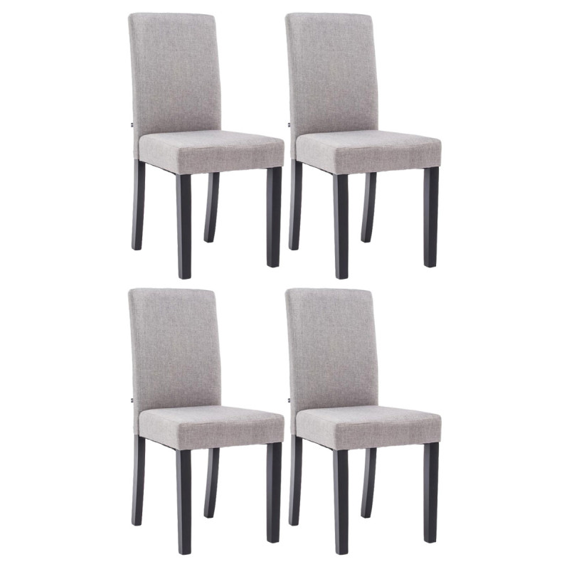 Lot de 4 chaises de salle à manger Ina tissu noir gris clair