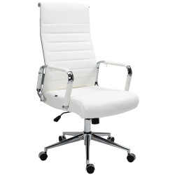 Fauteuil de bureau Columbus, cuir v?ritable, blanc