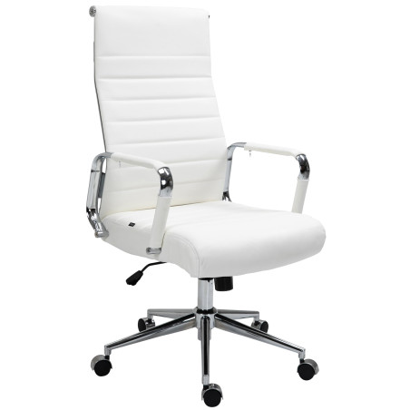 Fauteuil de bureau Columbus en cuir véritable blanc