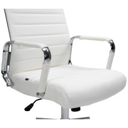 Fauteuil de bureau Columbus en cuir véritable blanc