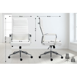 Fauteuil de bureau Columbus en cuir véritable blanc