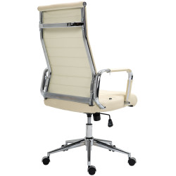 Fauteuil de bureau Columbus en cuir véritable crème