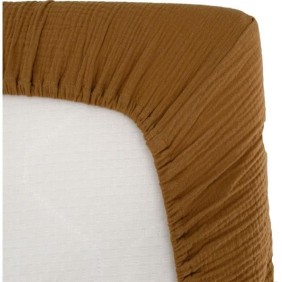 Drap housse lange - DOMIVA - AU FIL DE L'EAU - Caramel - 70 x 140 cm