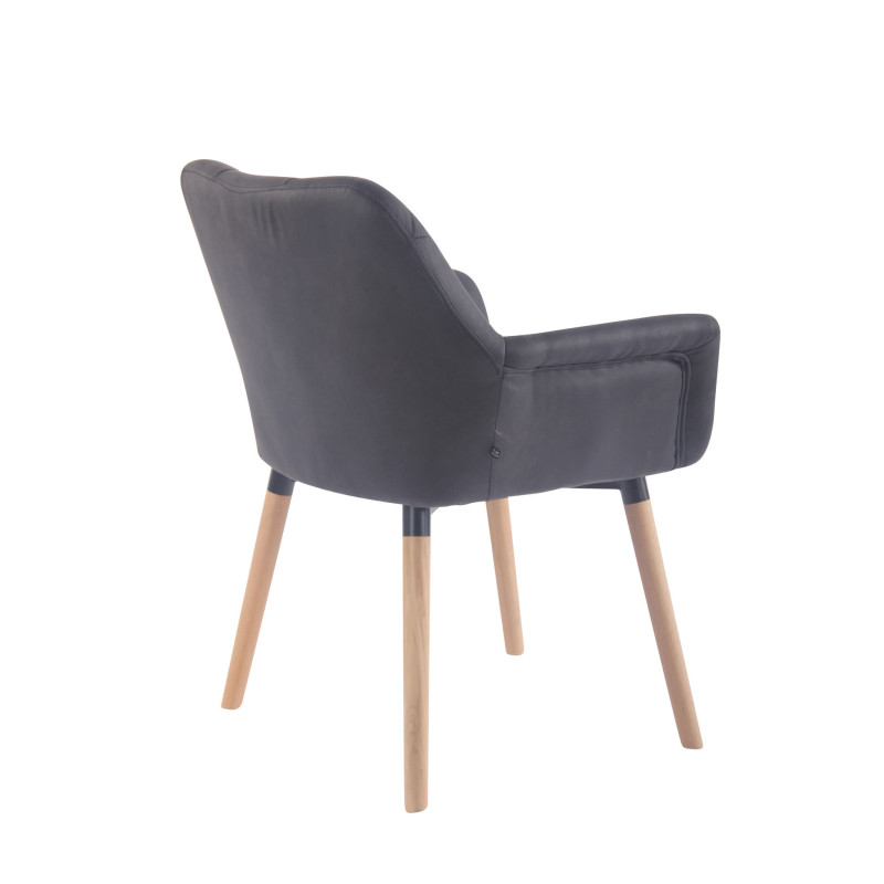 Chaise de salle à manger Cassidy vintage simili cuir naturel noir