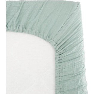 Drap housse lange - DOMIVA - 60x120 cm - Celadon - Gaze de coton