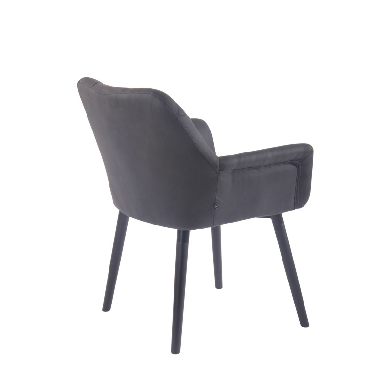 Chaise de salle à manger Cassidy vintage simili cuir noir noir