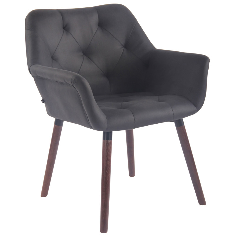 Chaise de salle à manger Cassidy vintage simili cuir noyer noir