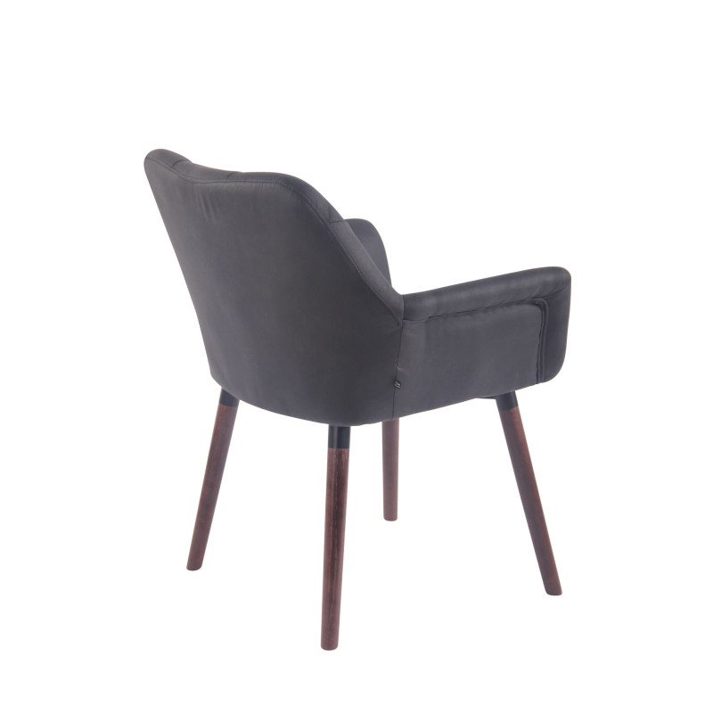 Chaise de salle à manger Cassidy vintage simili cuir noyer noir