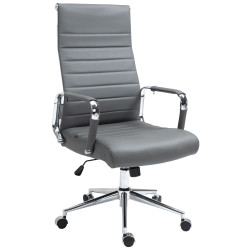 Fauteuil de bureau Columbus en cuir véritable gris