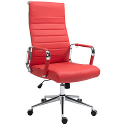 Fauteuil de bureau Columbus en cuir véritable rouge