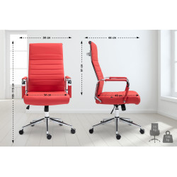 Fauteuil de bureau Columbus en cuir véritable rouge