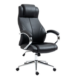 Fauteuil de bureau Salford, cuir v?ritable, noir