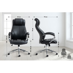 Fauteuil de bureau Salford, cuir v?ritable, noir