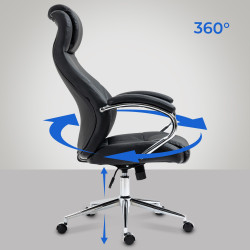 Fauteuil de bureau Salford, cuir véritable, noir