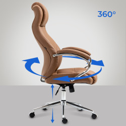 Fauteuil de bureau Salford, cuir véritable, marron clair