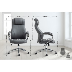 Fauteuil de bureau Salford en cuir véritable gris