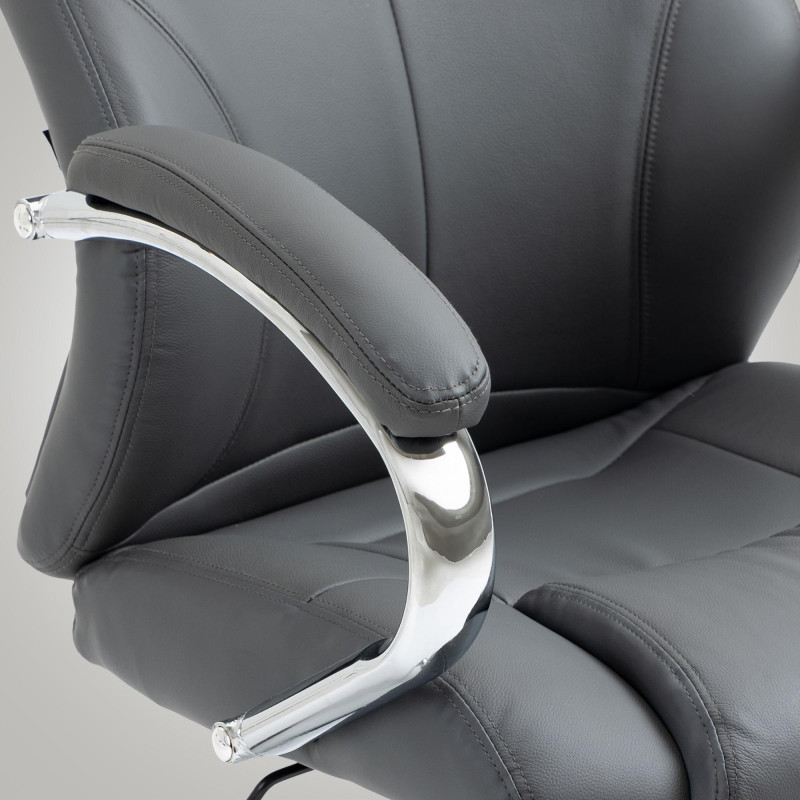 Fauteuil de bureau Salford en cuir véritable gris