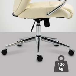 Fauteuil de bureau Salford, cuir véritable, couleur crème