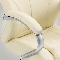 Fauteuil de bureau Salford, cuir véritable, couleur crème