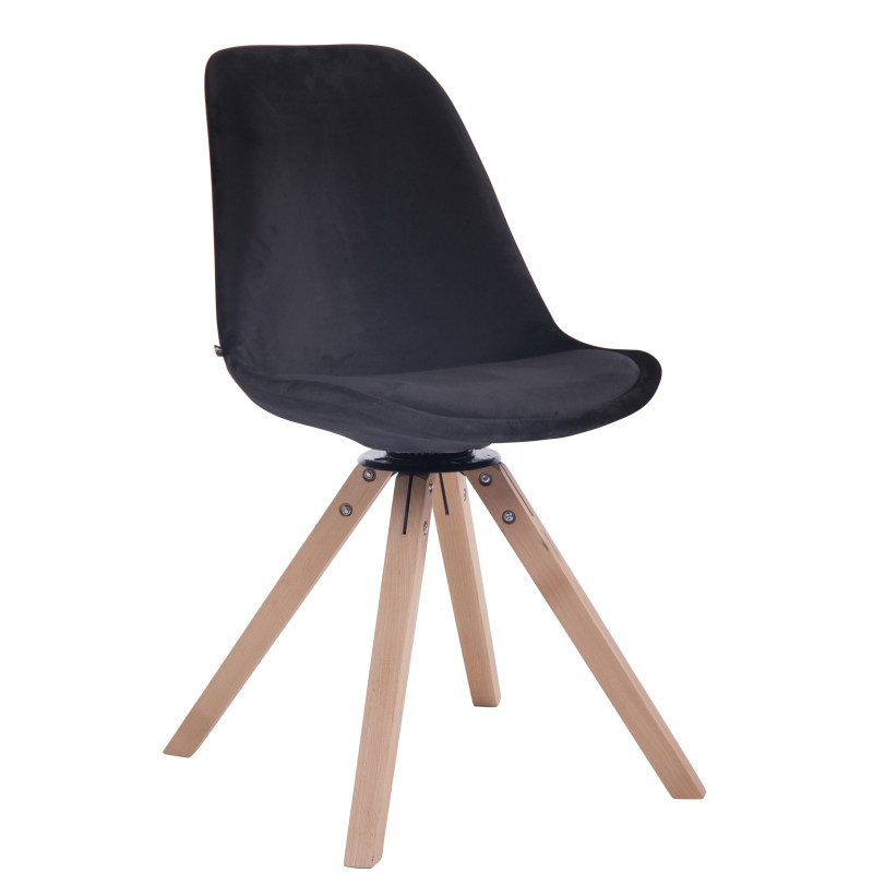 Chaise de salle à manger Troyes velours carré naturel noir