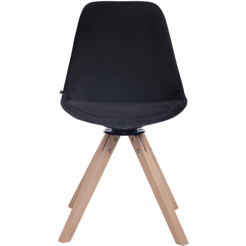 Chaise de salle à manger Troyes velours carré naturel noir