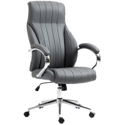 Fauteuil de bureau Wigan en cuir véritable gris