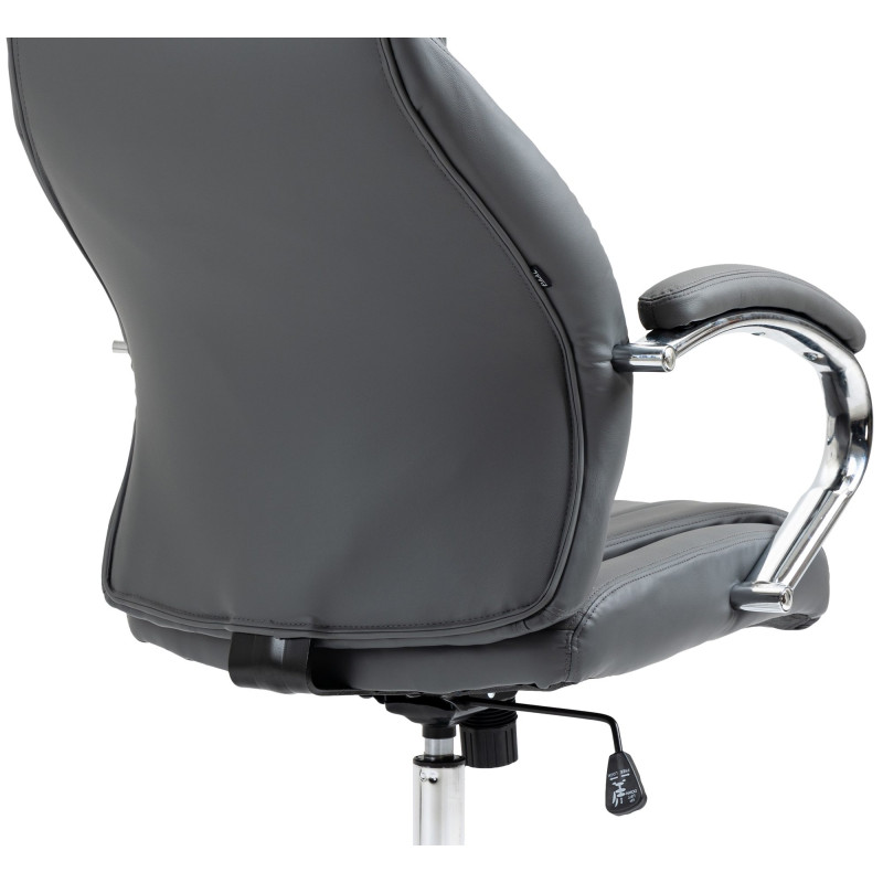 Silla de oficina Wigan en cuero real Gris