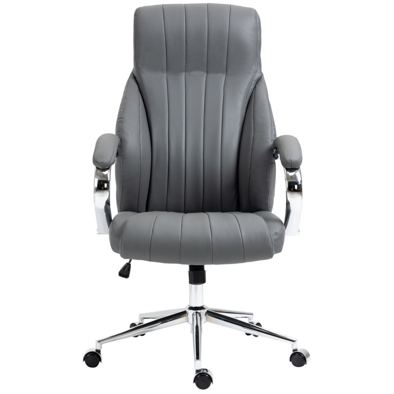 Silla de oficina Wigan en cuero real Gris