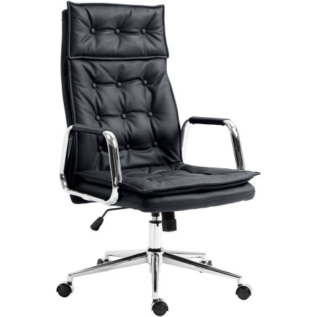 Fauteuil de bureau Sotira, cuir véritable, noir