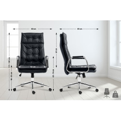 Fauteuil de bureau Sotira en cuir véritable noir