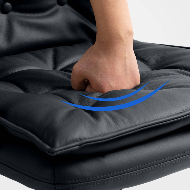 Fauteuil de bureau Sotira en cuir véritable noir