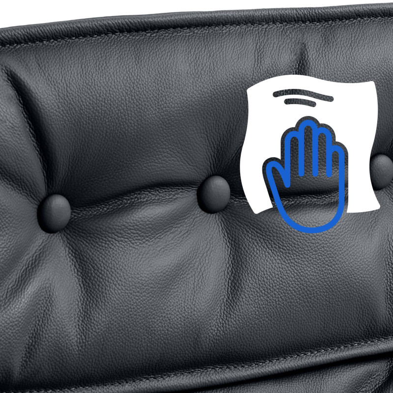 Fauteuil de bureau Sotira en cuir véritable noir