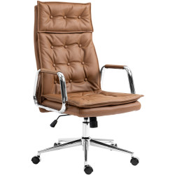 Fauteuil de bureau Sotira, cuir véritable, marron clair