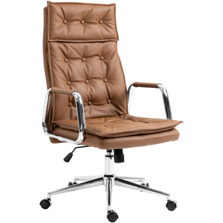 Fauteuil de bureau Sotira en cuir véritable marron clair