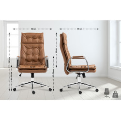 Fauteuil de bureau Sotira, cuir véritable, marron clair