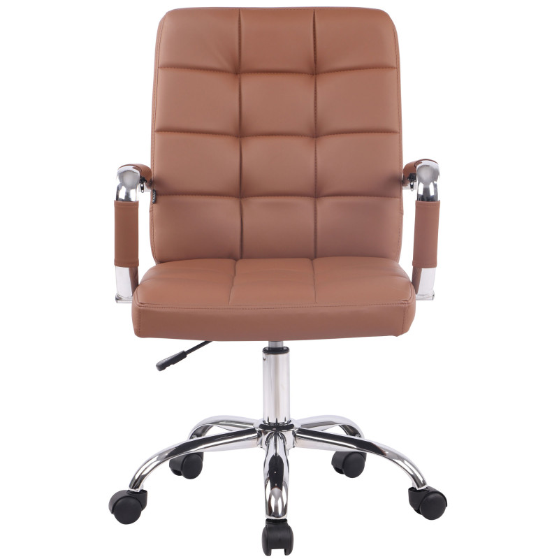 Chaise de bureau Deli PRO en similicuir marron clair