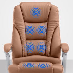 Fauteuil de bureau Pacific avec fonction massage V2 en similicuir marron clair
