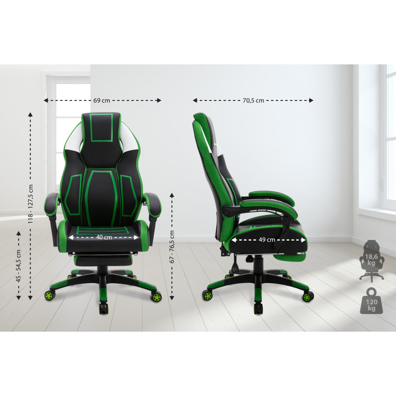 Silla de oficina Clovis en polipiel Negro/verde