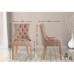 Lot de 2 chaises de salle à manger Aberdeen tissu antique clair taupe