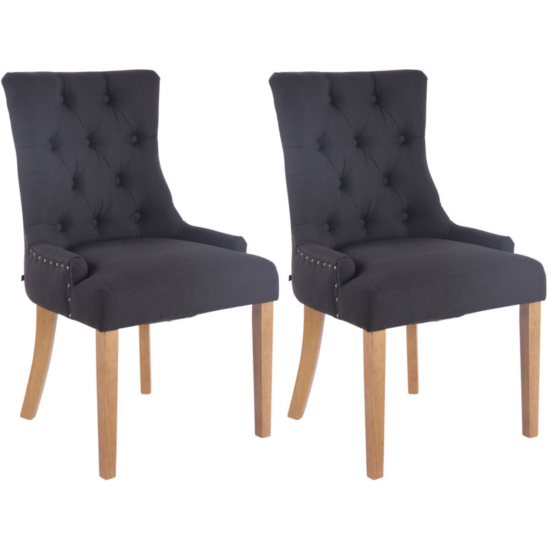 Lot de 2 chaises de salle à manger Aberdeen tissu antique clair noir