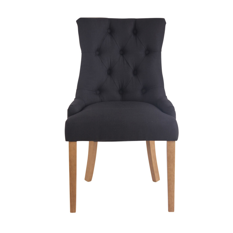 Lot de 2 chaises de salle à manger Aberdeen tissu antique clair noir