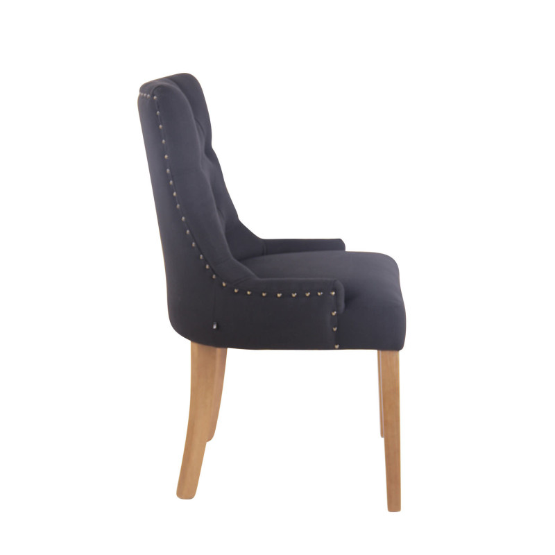 Lot de 2 chaises de salle à manger Aberdeen tissu antique clair noir
