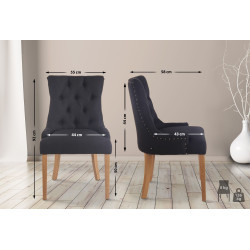 Lot de 2 chaises de salle à manger Aberdeen tissu antique clair noir