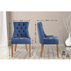 Lot de 2 chaises de salle à manger Aberdeen tissu antique clair bleu