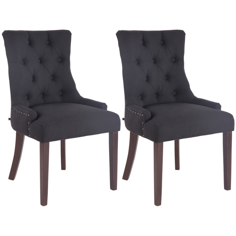 Lot de 2 chaises de salle à manger Aberdeen tissu antique noir