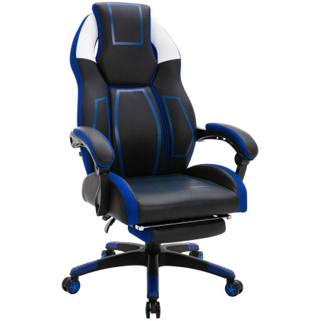 Fauteuil de bureau Clovis simili cuir noir/bleu