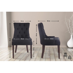 Lot de 2 chaises de salle à manger Aberdeen tissu antique noir