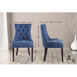 Lot de 2 chaises de salle à manger Aberdeen tissu antique bleu
