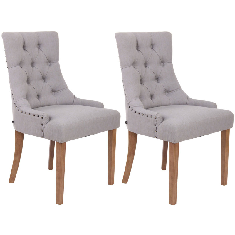 Lot de 2 chaises de salle à manger Aberdeen tissu antique clair gris