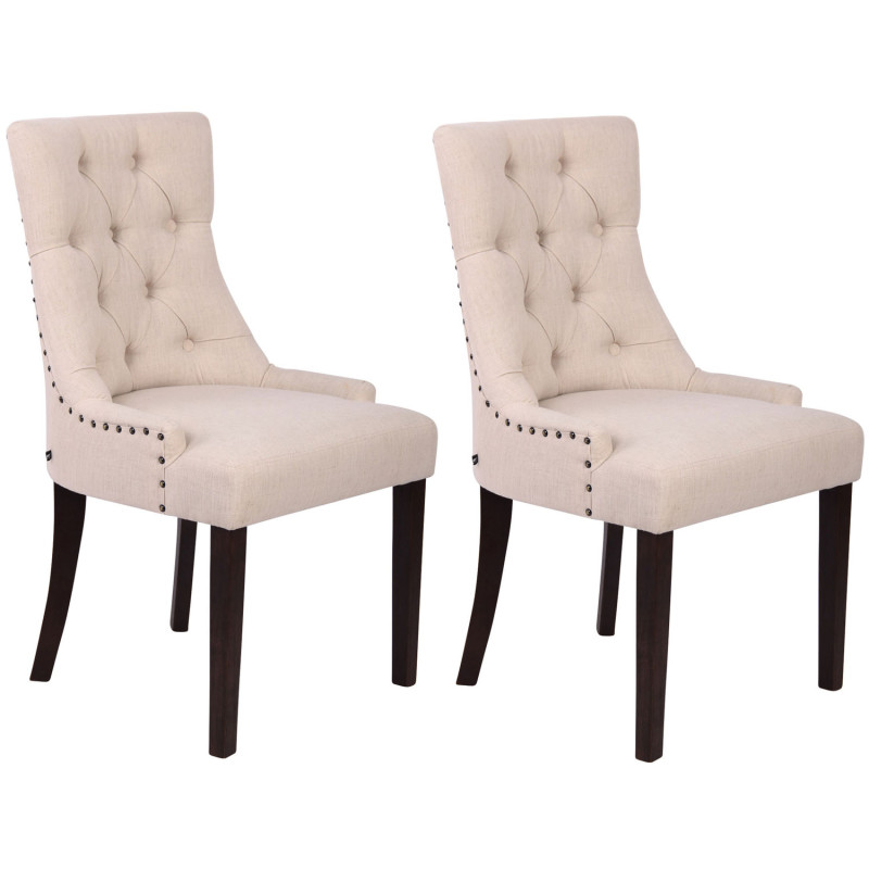 Lot de 2 chaises de salle à manger Aberdeen tissu antique crème